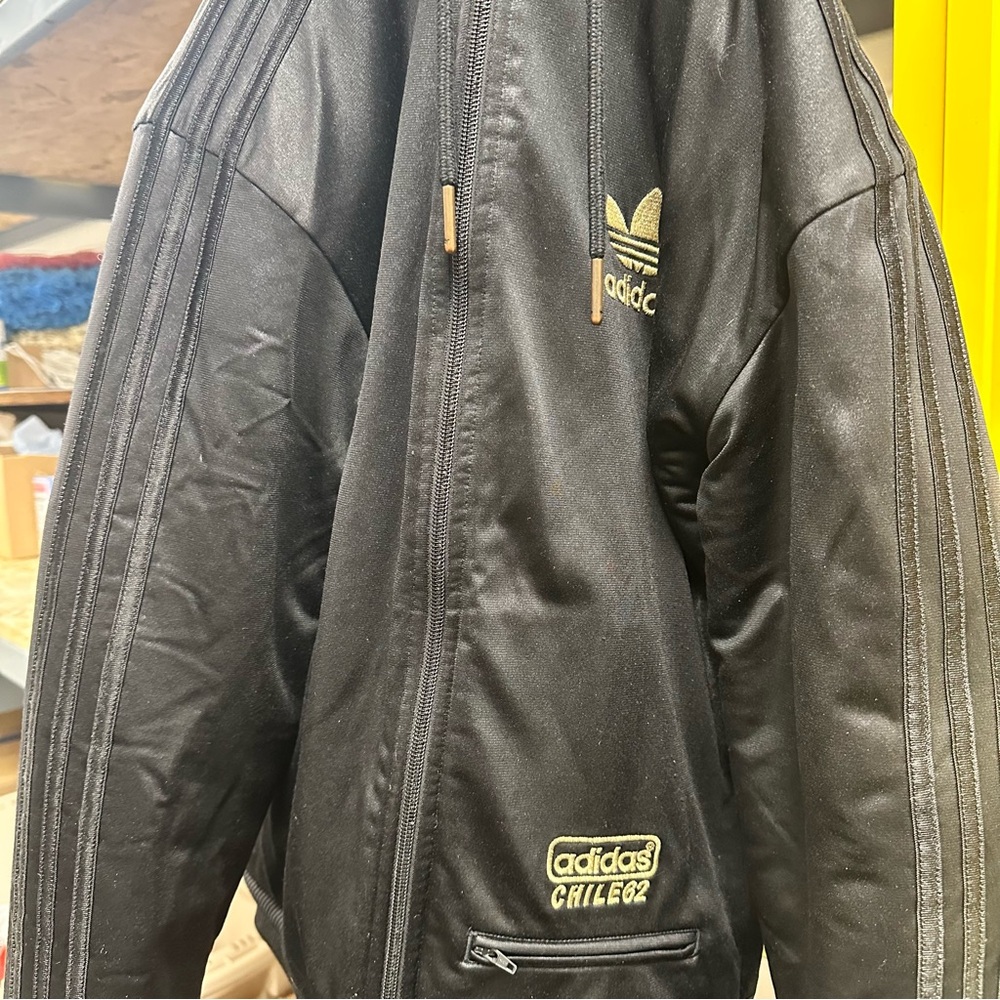 Adidas Black Bomber Jacket with Red Hood, Chile 62, Vintage & Rare - Picture 3 of 8